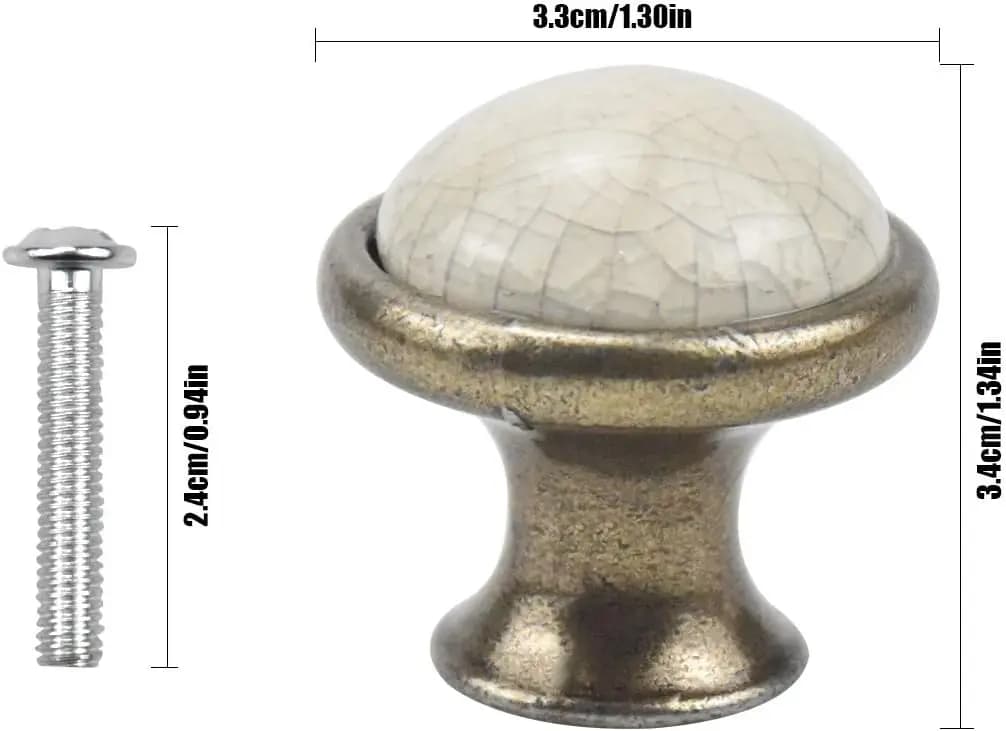 Manopole per cassetti rotonde in ceramica vintage da 10 pezzi, Shabby Chic, 33 mm, maniglie per armadietti da cucina e armadi