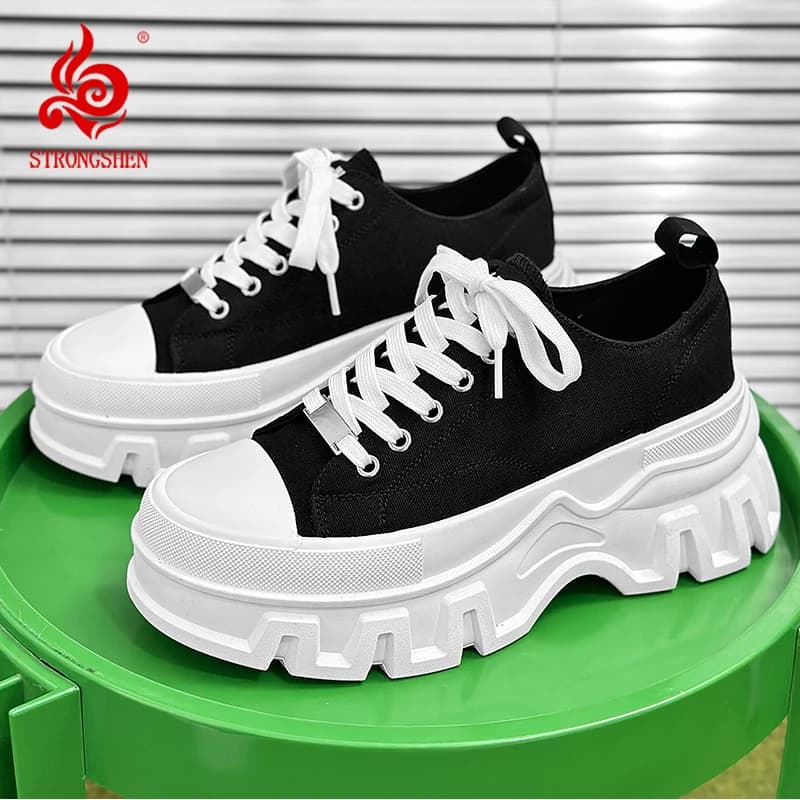 STRONGSHEN Scarpe di tela da uomo Scarpe sportive per giovani leggere con fondo spesso Scarpe da corsa casual versatili alla moda Sneakers