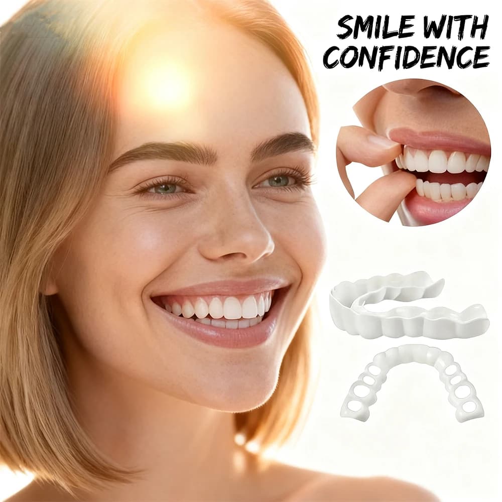 Pop Natural Look Teeth Veneers Temporary Whitening False Dentures Comfort Fit Smile Braces CK848-fro