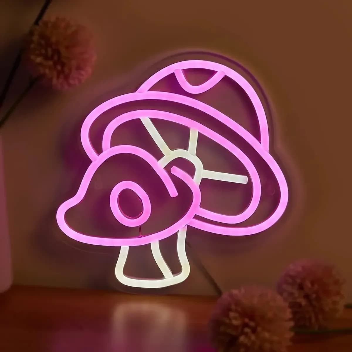 Mushroom Neon Sign LED Wall Art USB Powered Glow Lamp Fairy Theme Decor Home Bedroom Living Room Kids Room Party Aesthetic Light
