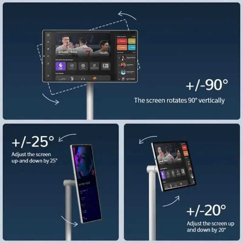 Tablet StandbyME da 22 pollici con schermo touch IPS da 8MP su supporto con ruote, Smart Home Theater Android TV 1920*1080