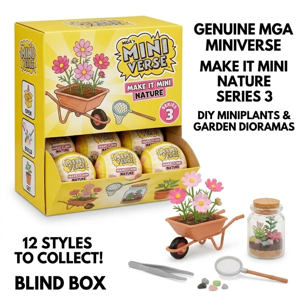 Original MGA Miniverse Make It Mini Nature Series 3 Blind Box DIY Miniature Garden Flower Pot Plants Decoration Collectible Gift