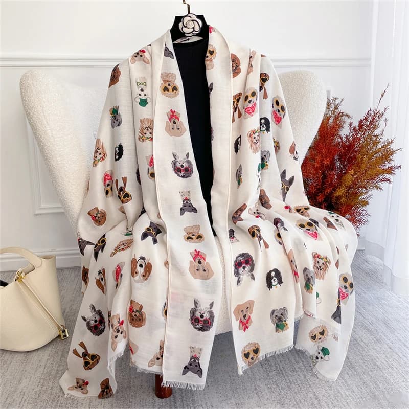 Autunno e Inverno Viaggio Caldo Scialle di Cachemire Sciarpa Moda Donna Gatto Stampa Coperta di Pashmina Avvolge Femminile Carino Poncho Bufanda
