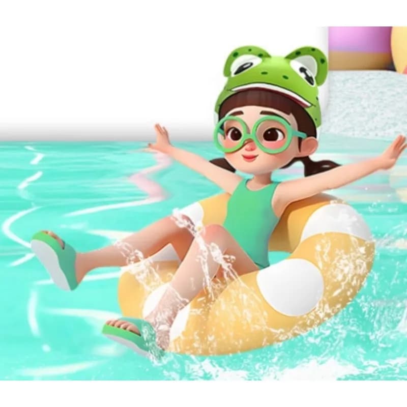 Kids swim cap Animal series Silicone waterproof ear protector Unisex animated cartoon Long hair swim cap without tight