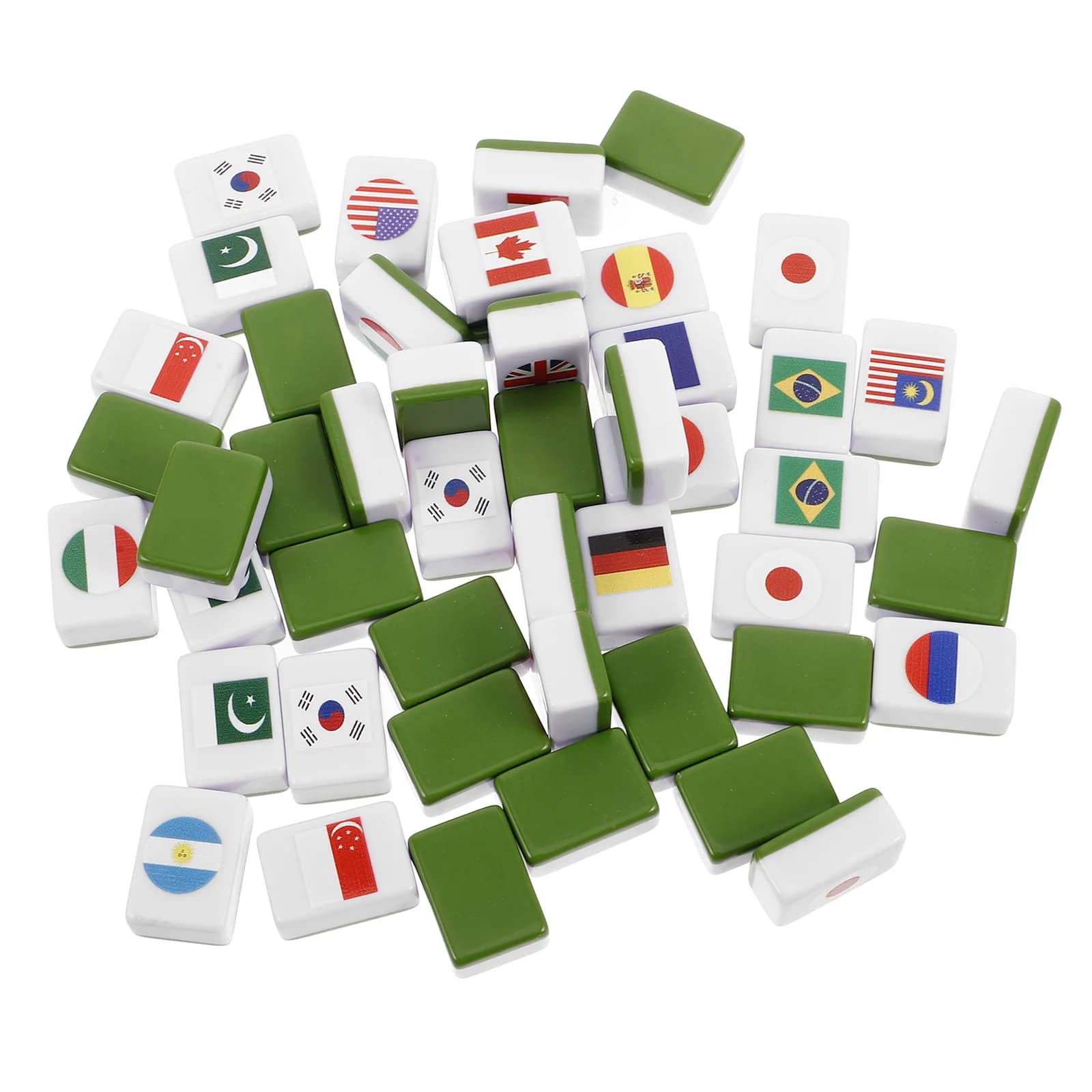 48 pezzi bandiera nazionale Mahjong Majiang Party piastrelle di ceramica gioco di fuga bandiere in melamina per picnic primaverile al mare