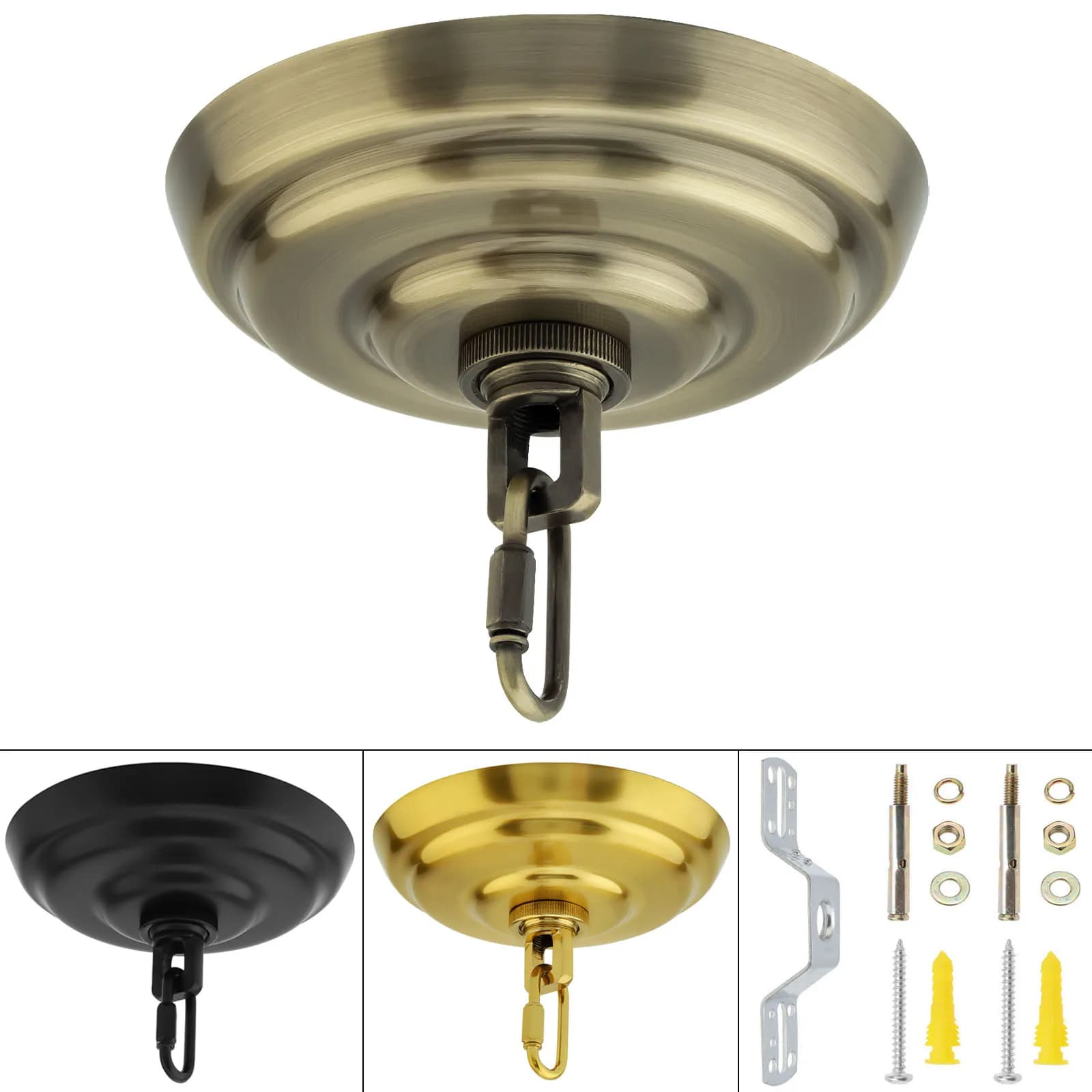 Kit tettoia per carichi pesanti Piastra di copertura di ricambio per lampadario/luce a sospensione/cesto di fiori con hardware di montaggio