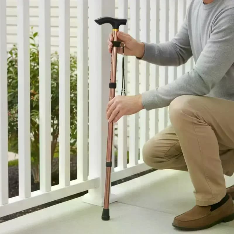 Telescopic Aluminum Walking Stick: Multifunction Foldable Hiking Trekking Pole & Crutch for Elderly Outdoor Support & Stability