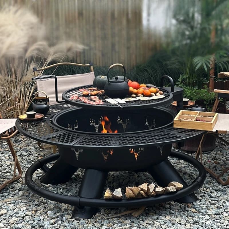 Griglia per Barbecue in Acciaio Laminato a Freddo, Griglia Domestica, Fornello da Campeggio per Esterni a Legna, Attrezzatura per Grandi Fornelli da Turismo