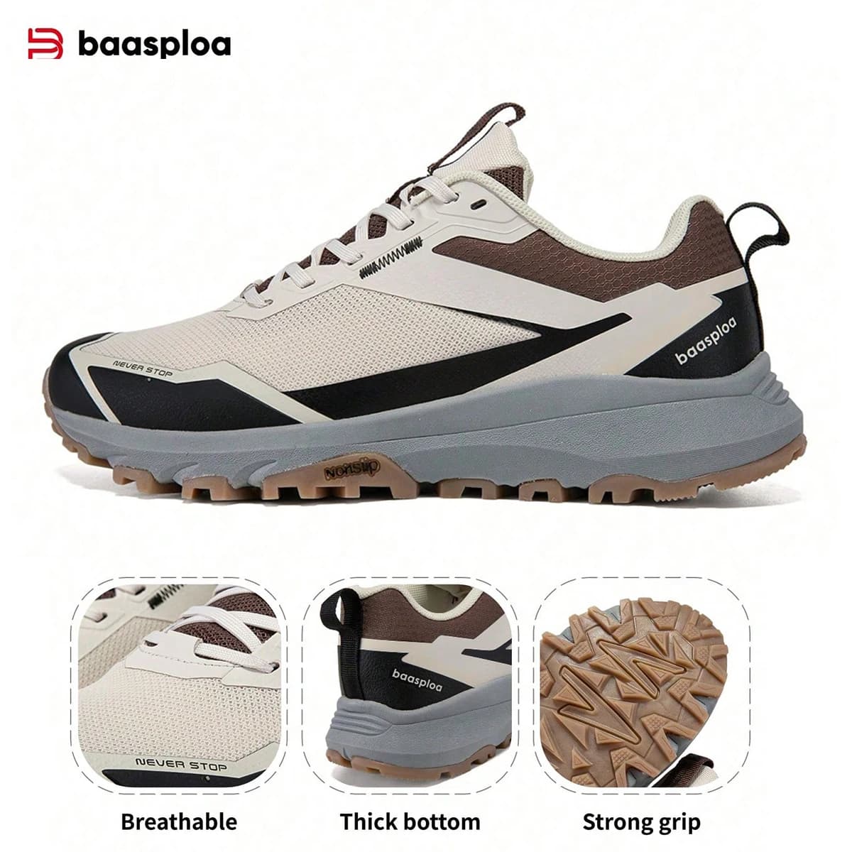 Bassploa Sneakers da trekking da uomo Sneakers leggere da esterno Scarpe da passeggio da uomo Scarpe da esterno comode antiscivolo resistenti all'usura
