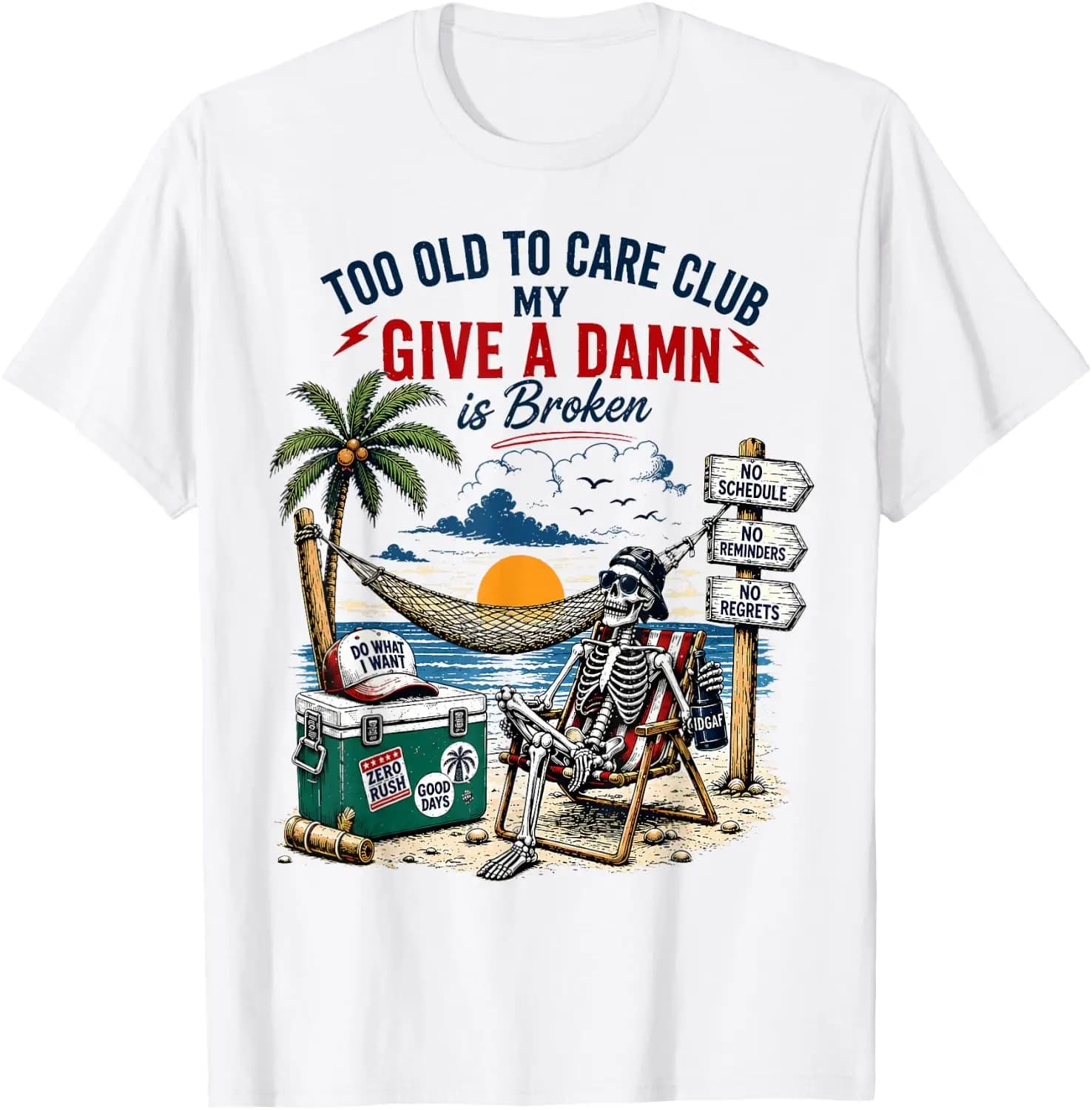 Retro My Give A Damn Is Broken Too Old To Care Club Vintage T-Shirt Creative, Comfortable, Soft, Breathable, Cute, Personalized, Round Neck, Fashion, With Women's and Men's