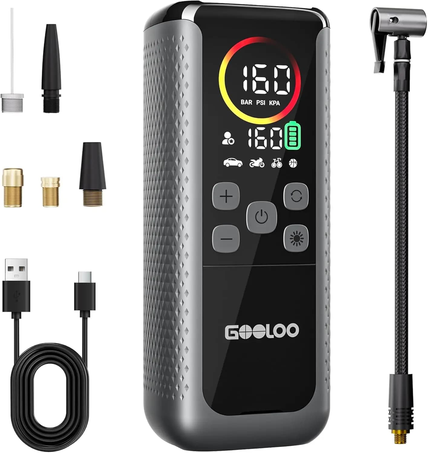 Compressore d'Aria Portatile a Doppio Cilindro con Schermo LED, Gonfiaggio Rapido per Pneumatici Auto, Pompa con Spegnimento Automatico