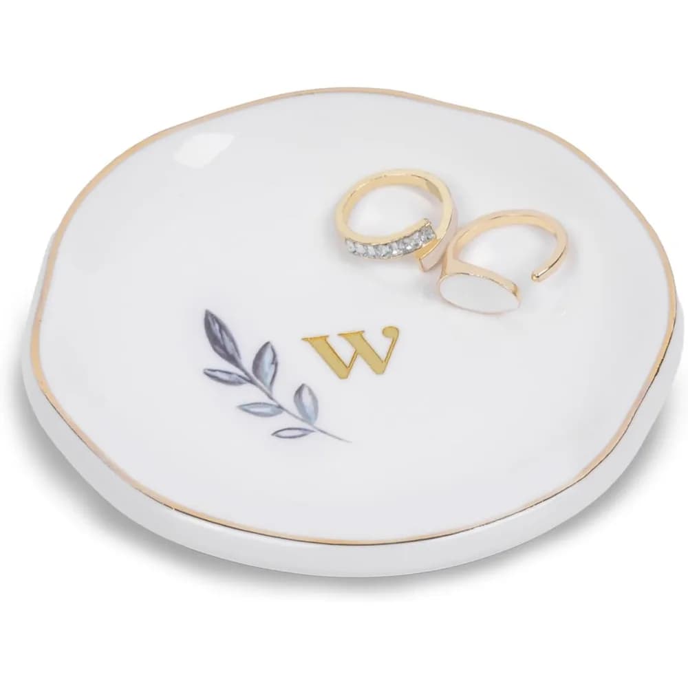 Piatto per anelli in ceramica personalizzato, vassoio per gioielli iniziali per anelli, orecchini, collane e bracciali, regalo per impegno, compleanni