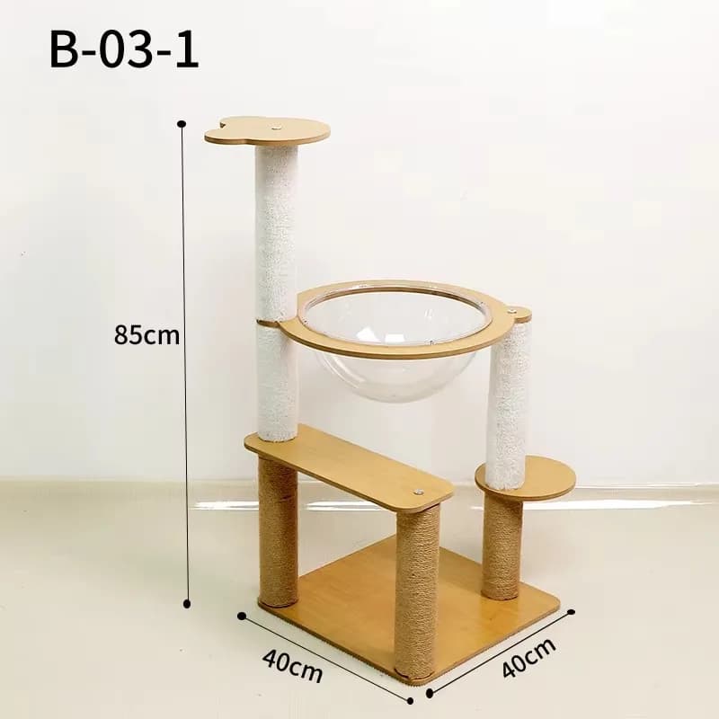 Cuccia per Gatti a Forma di Capsula Spaziale UT, Struttura per Arrampicata a Due Livelli in Sisal, Gioco per Gatti da Interno, Design Antigraffio Senza Occupare Spazio