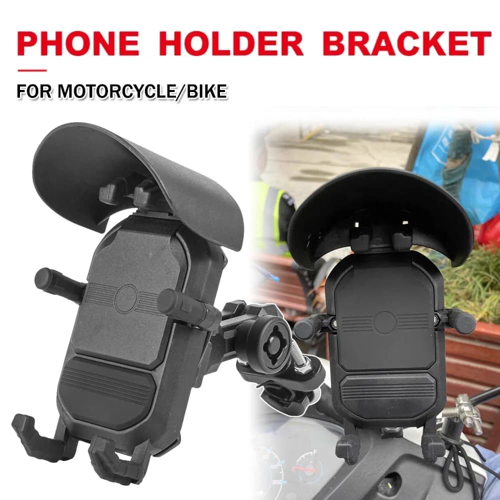 Handlebar Mobile Cell Phone Cradle Mount Bracket With Hat Cover Motorcycle Phone Holder 10-24V Rechargeable Scooter Bike 19-33mm