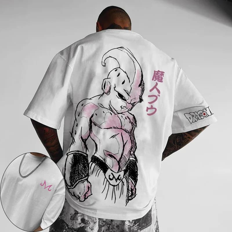 T-shirt da uomo Dragon Ball Majin Bu Japan Anime Estate Casual Puro cotone Y2K Harajuku Ragazzo per bambini Genitore-bambino Manica corta