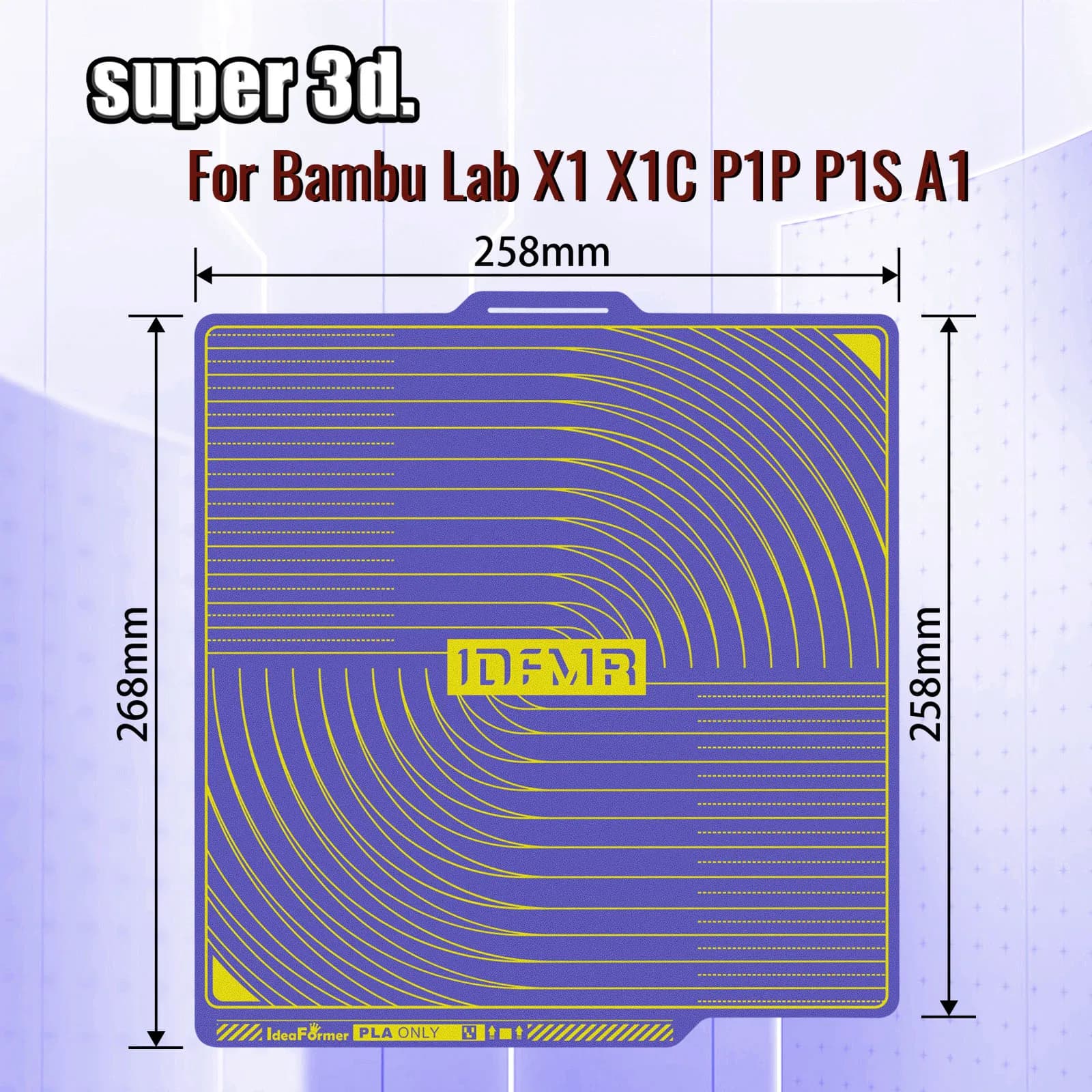 Piastra PLA Per Bambulab X1 Piastra A1 X1C P1P P1S Piastra Fredda 258x258mm Per Bambu lab Build Plate Stampante 3d Aggiornamento Super Adesione