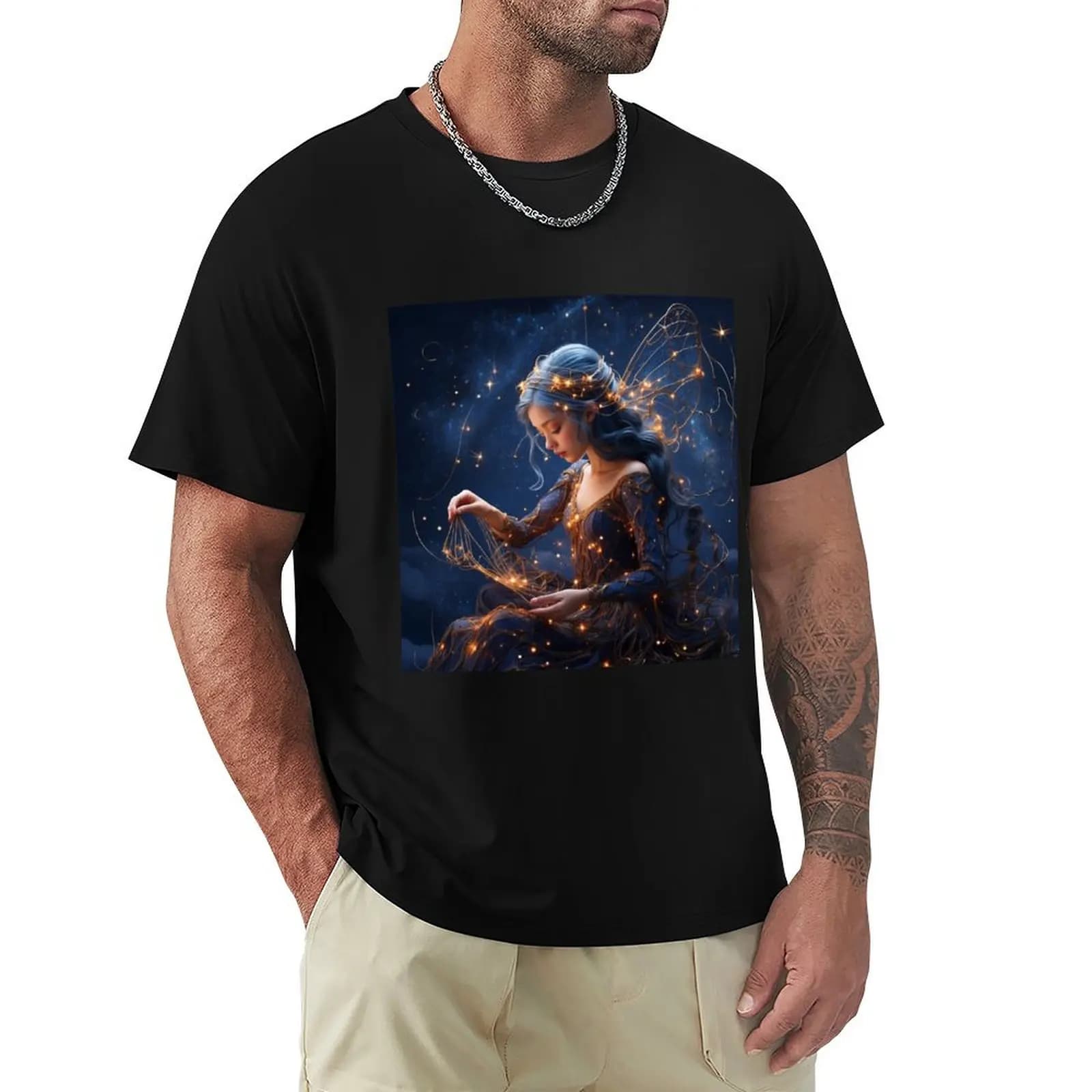 Cosmic Tapestry Weaver Fairy of Starlight T-Shirt Casual Light Summer Short Sleeve Top