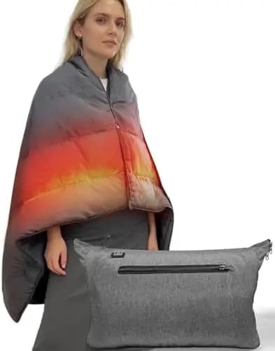 Coperta Riscaldata Senza Fili - Ricaricabile, Portatile, Lavabile, 99x145 cm per Campeggio, Ufficio, Sport