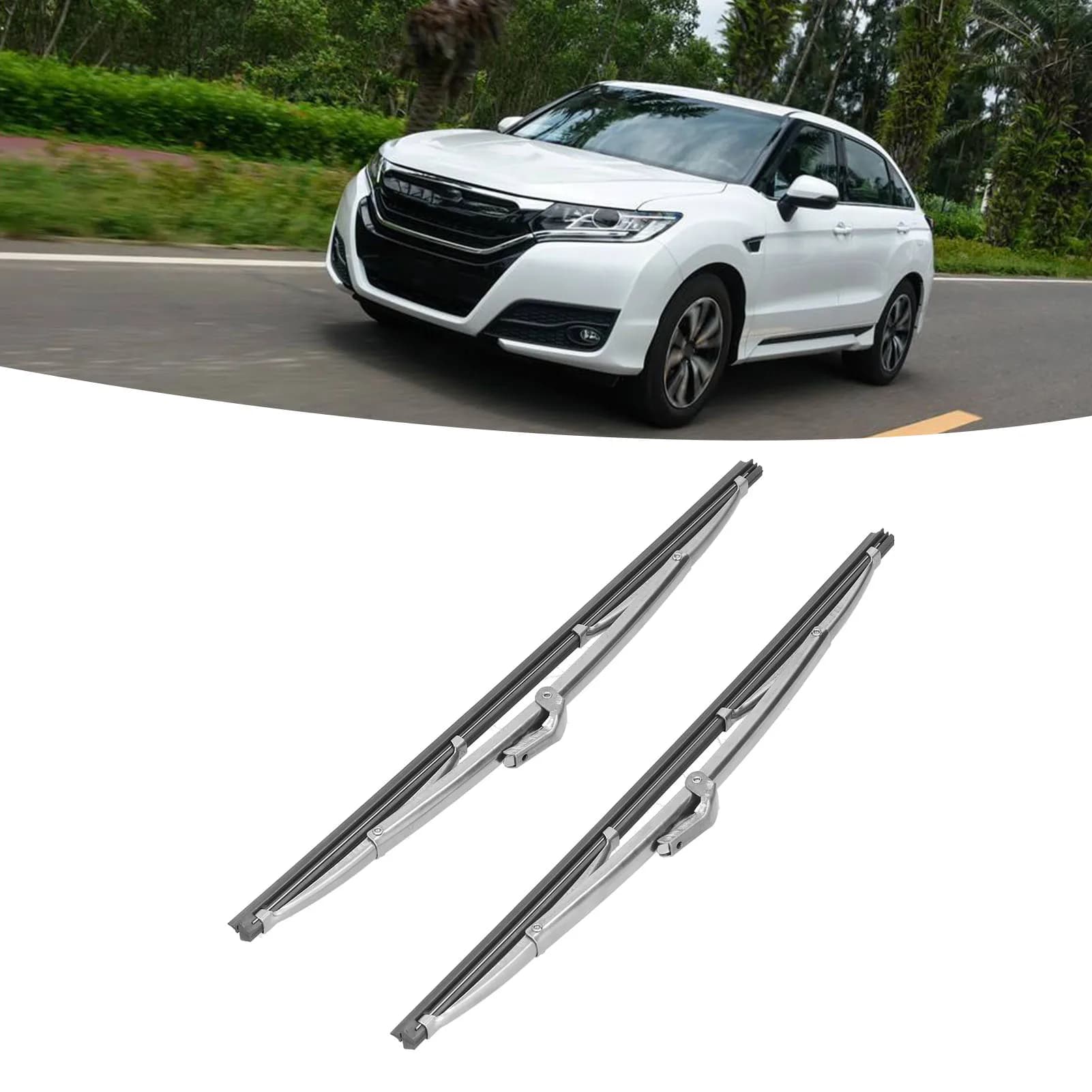 Car Parts Wiper Blades 12in/30.48cm Front Wiper Blades Stainless Steel Polished Silver for Car