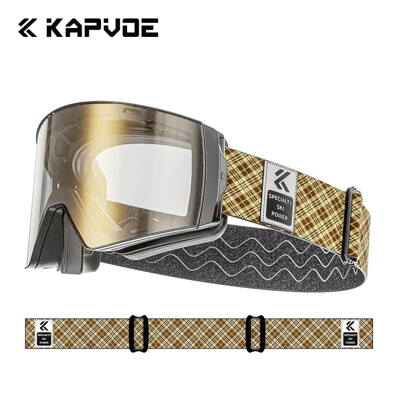 KAPVOE Occhiali da sci fotocromatici a colori Doppio magnete assorbono strati Maschera da sci UV400 Snowboard Sport invernali Occhiali da neve