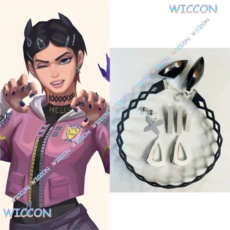 Valorant Clove Clip Collar Butterfly Earrings Cosplay Game Character Role Game Party Souls Hair Decoration Halloween