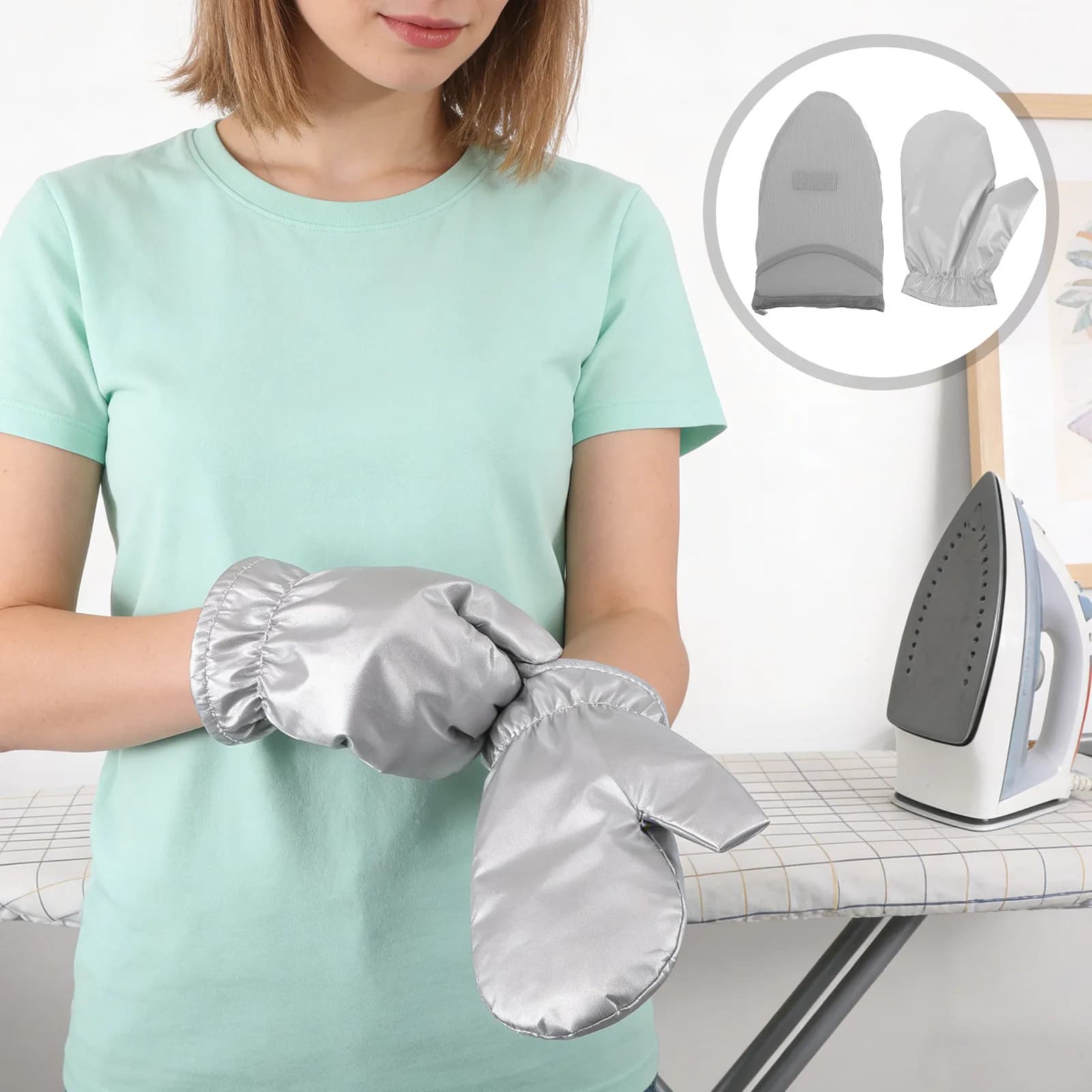 Set di Guanti Resistenti al Calore per Stiratura a Vapore, Impermeabili, Antivapore, Mini Asse da Stiro, Accessori per Stiratura a Vapore