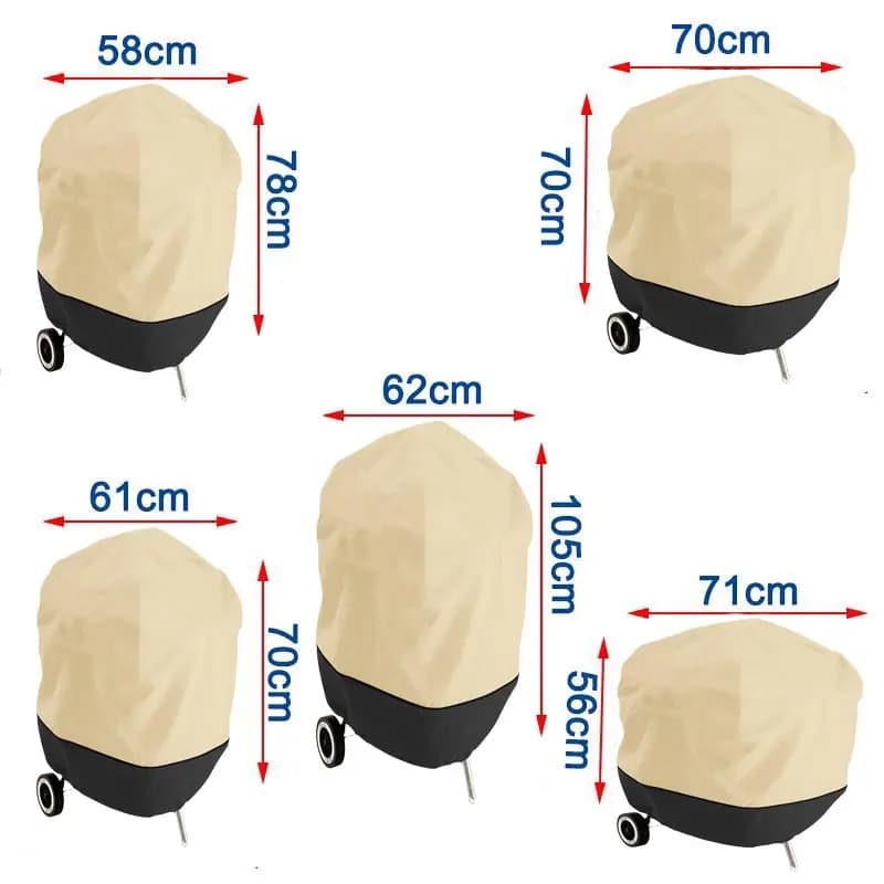 210D Round BBQ Covers Fire Pit Stove Hood,Anti Dust Waterproof Grill Cover Rain Protective Hood Camping Outdoor Barbecue Cover