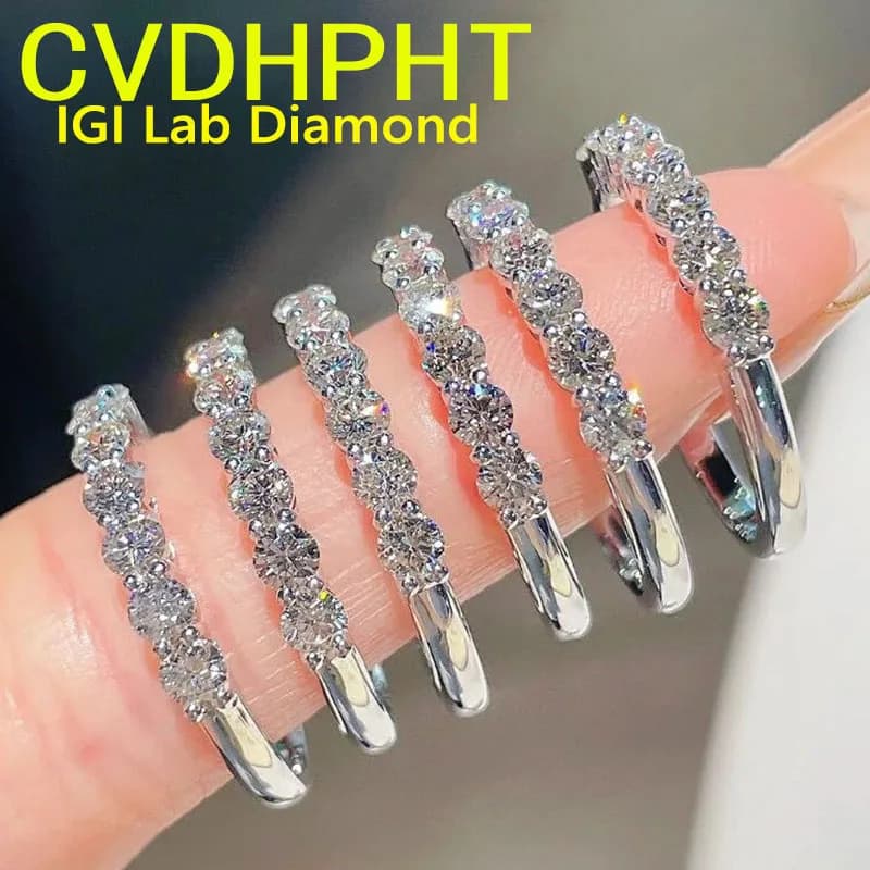 7PCS round cut High-end Custom Jewelry IGI certificate real gold DE-VS-VVS Band RING Wedding ring engagement RING