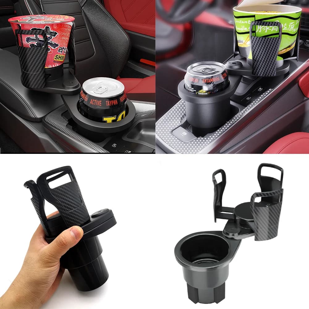 Espansore portabicchieri per auto 2 in 1 Base regolabile a 360 gradi Portabevande Anti-shake Stabile Portabottiglie automatico Organizzatore