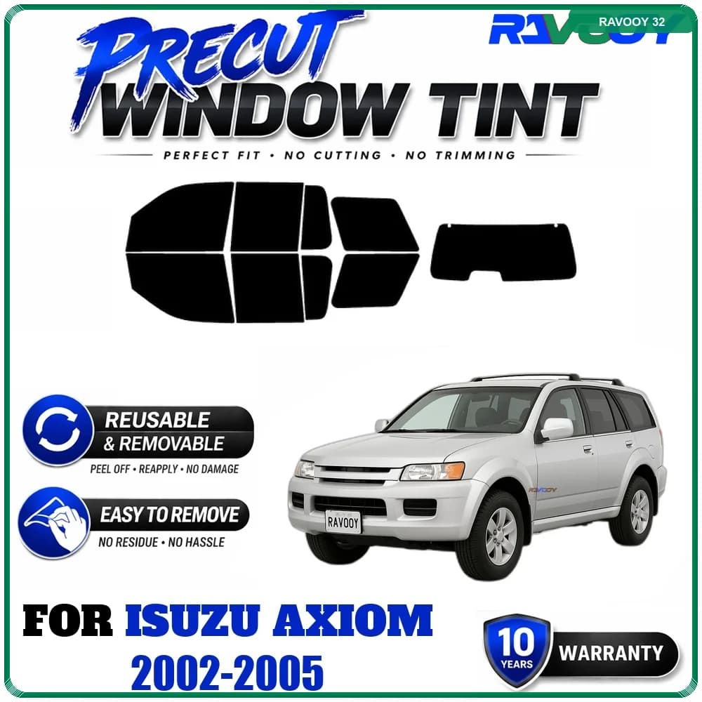 RAVOOY Precut Window Tint, Reusable Removable EPU Film, Custom Fit for Isuzu Axiom 2002-2005, UV Heat Protection