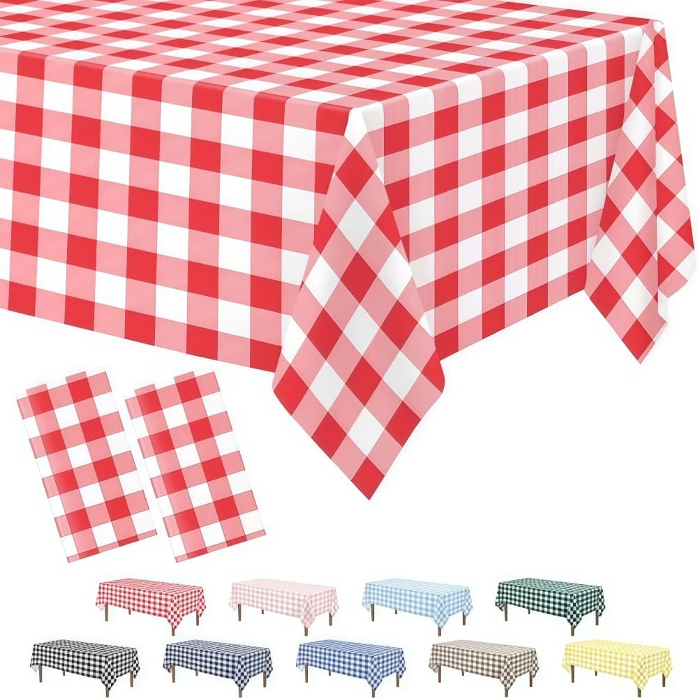 1/2 Pezzi Tovaglia Monouso Impermeabile in Plastica, Copritavolo Rettangolare a Quadretti per Picnic, Compleanno, Festa