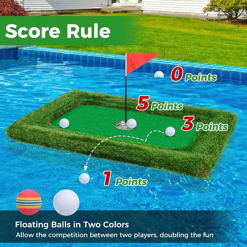 Tappetino da Pratica Verde con Funzioni per Chipping e Putting, Palline da Golf e Accessori per l'Allenamento