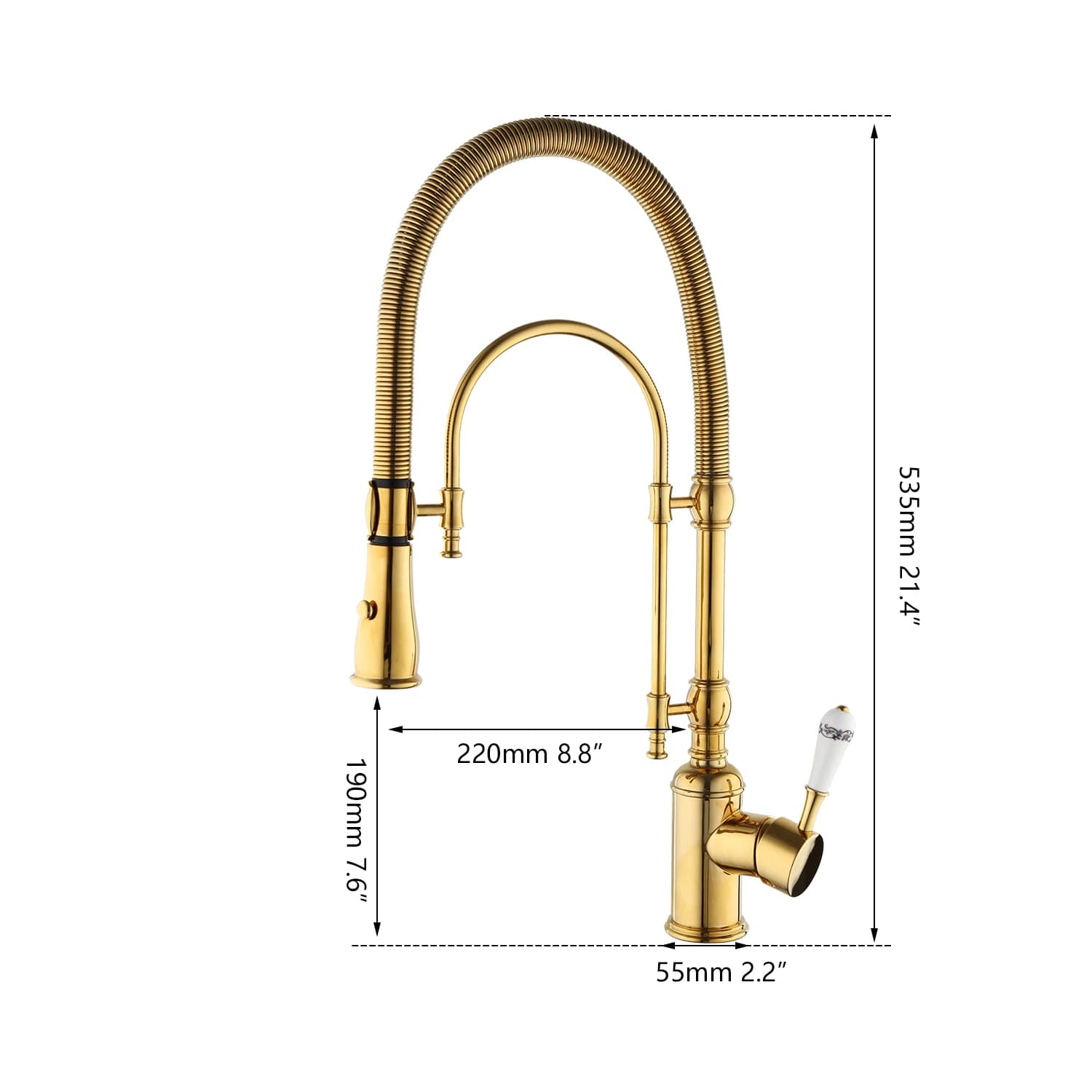 Motion Sensor TapKEMAIDI Golden Spring Pull Down Kitchen Sink Faucet Hot & Cold Water Mixer Crane Tap With Dual Spout Deck M