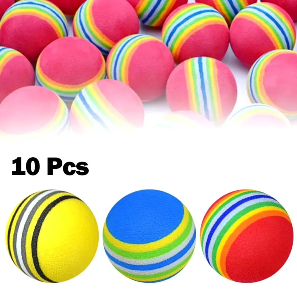 Palline da golf in schiuma da 10 pezzi Palline da allenamento per altalena indoor Palline in spugna arcobaleno Golf Principianti Accessori flessibili per l'allenamento