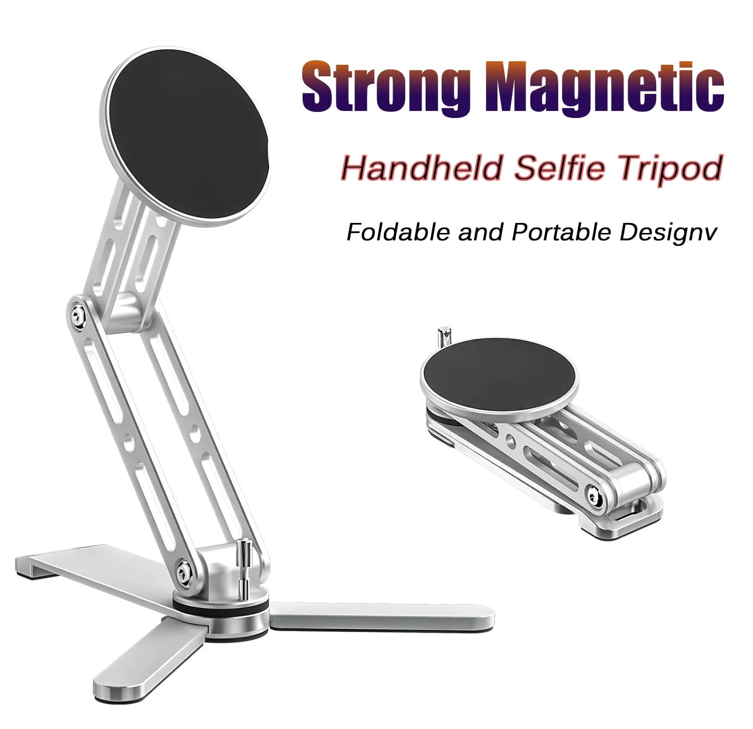 Strong Magnetic Tablet Holder Handheld Selfie Tripod For iPad Pro iPhone Samsung Foldable Desktop Magnet Phone Stand Portable