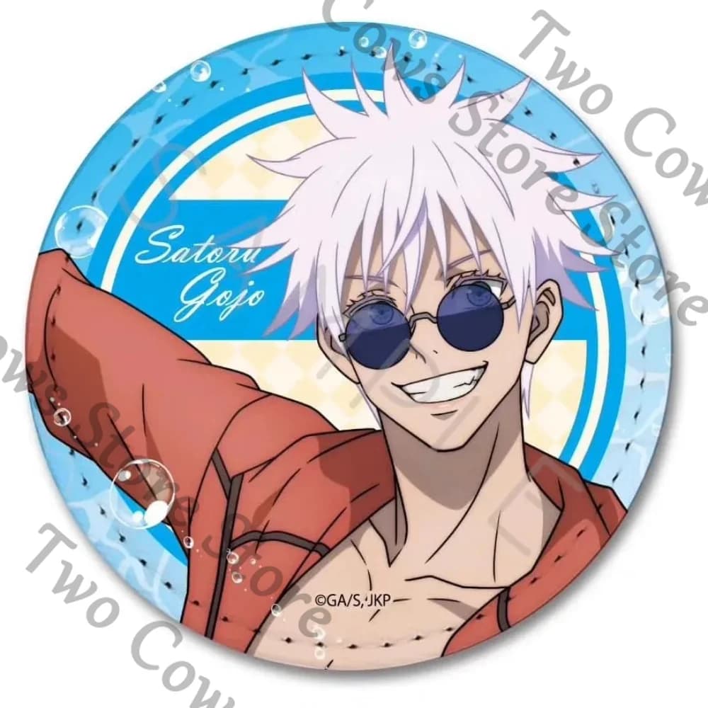 Official Jujutsu Kaisen Satoru Gojo 6cm Leather Badge Emblem Ornament Brooch Breastpin Peripheral Originality Gift Collect