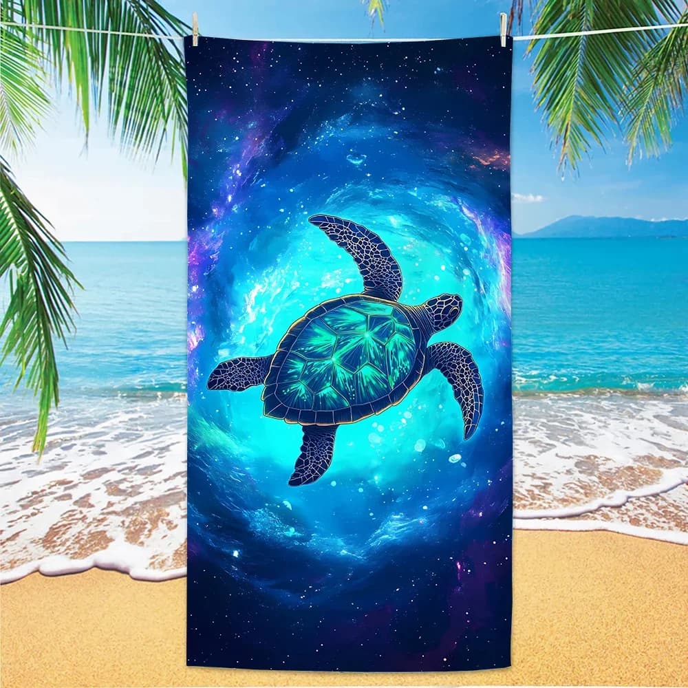 Asciugamano da spiaggia con motivo tartaruga, stampa digitale sottile in microfibra anti-sabbia ad asciugatura rapida leggero per il regalo della palestra di viaggio di yoga