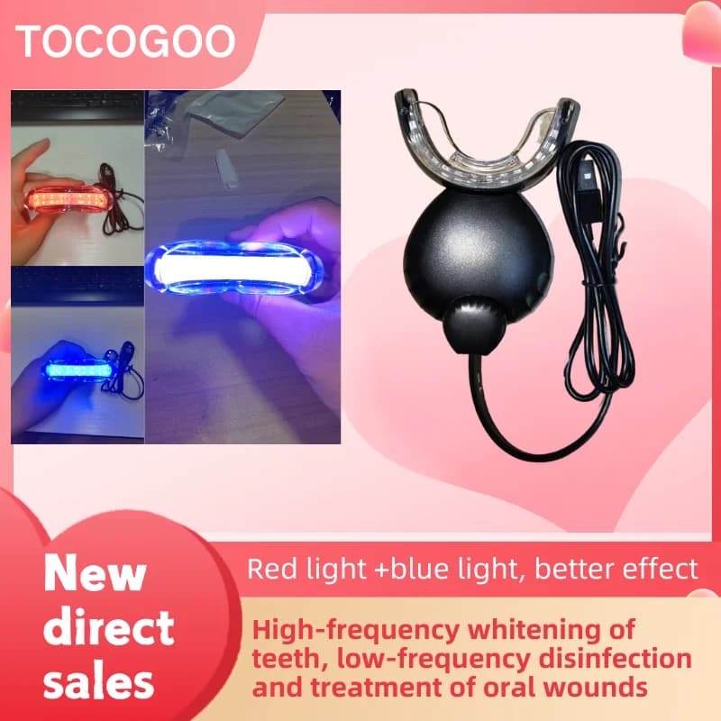 Teeth therapy device with 32 medical LEDs | Whitening 450 nm + Healing 625 nm | Wireless magnetic charging | Results in 7 days