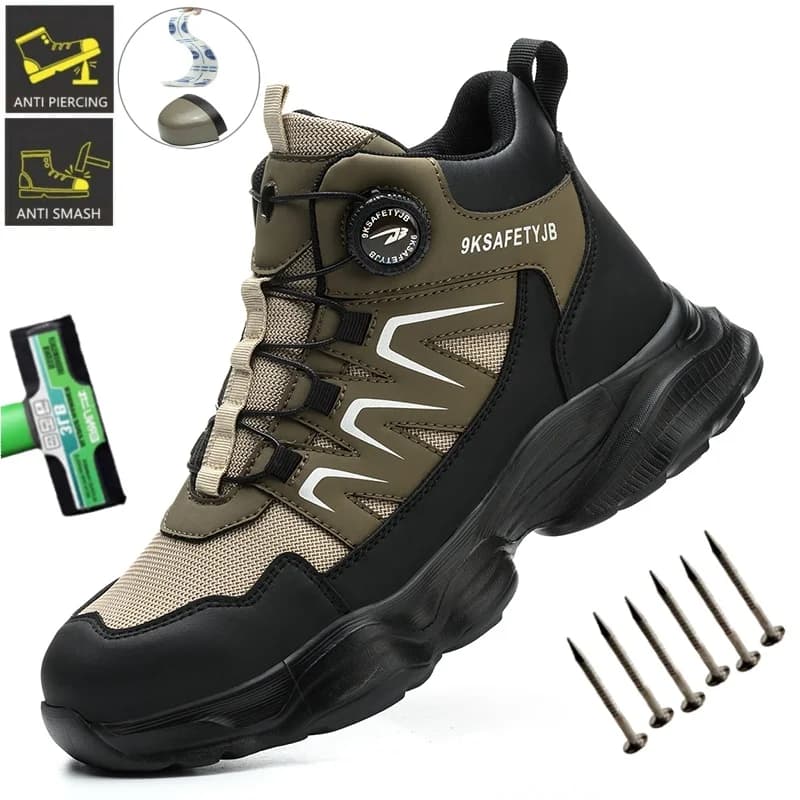 Stivali da lavoro da trekking con punta in acciaio Scarpe antinfortunistiche Scarpe da lavoro antiscivolo Scarpe da ginnastica da uomo indistruttibili a prova di foratura Scarpe da uomo