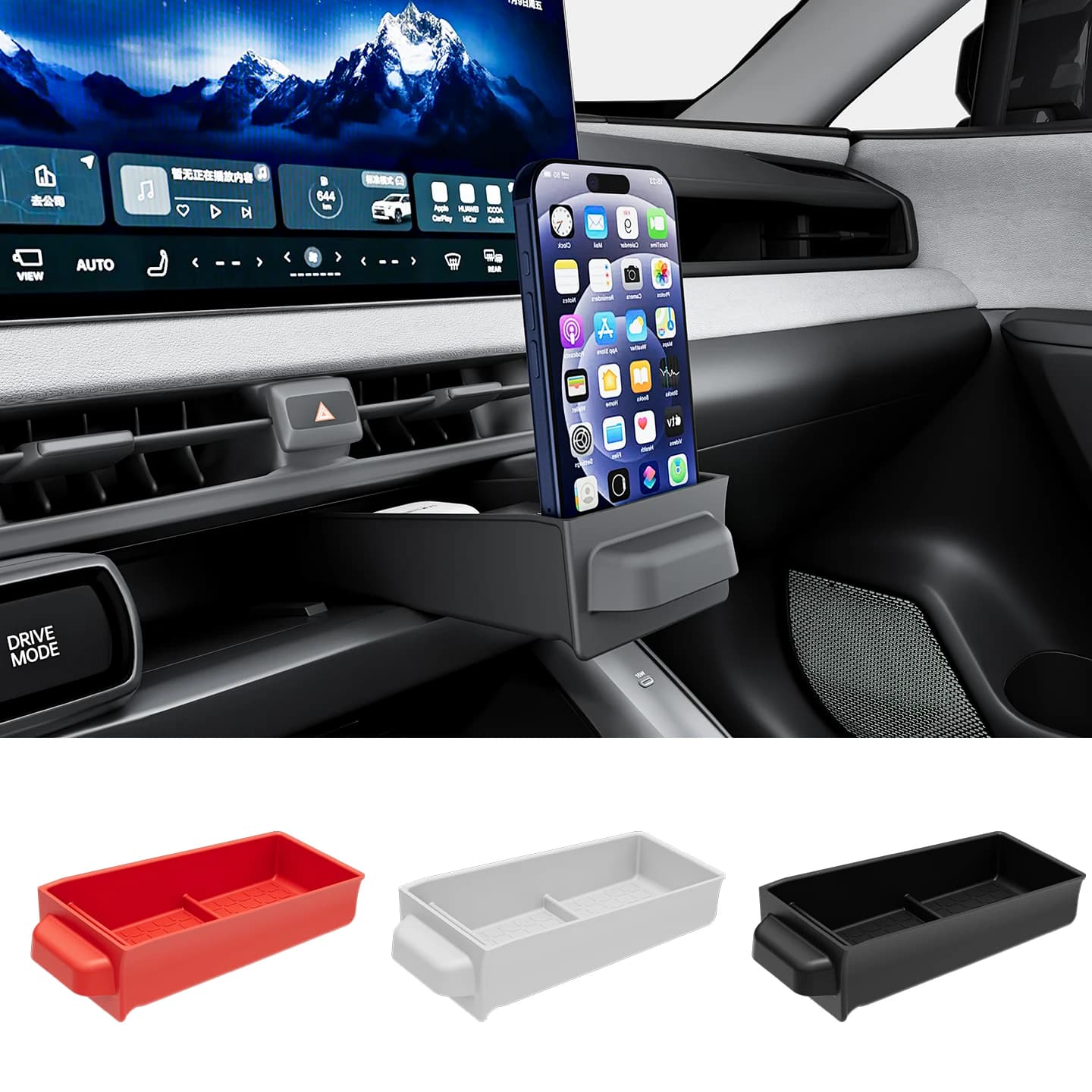 For Toyota RAV4 2026-2028 LHD Wireless Charging Silicone Drawer Storage Box Center Console Organizer Car Interior Accessories