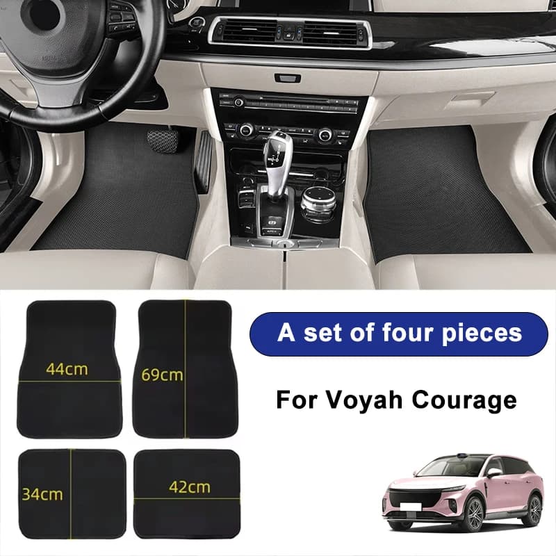 For Voyah Courage Car Floor Mats Black Non-Slip 4Pcs Front & Rear Foot Mats Carpets Rugs Auto Interior Accessories
