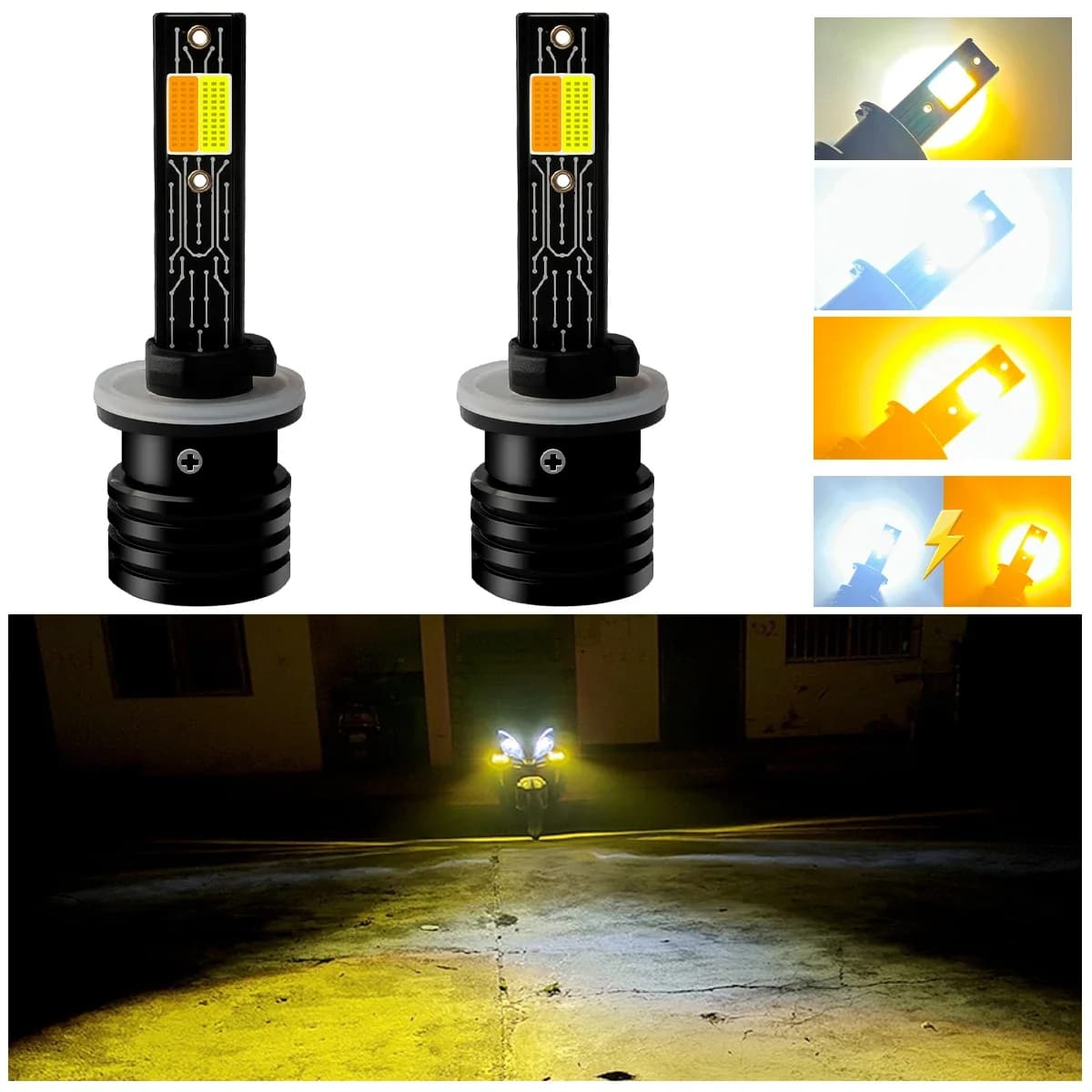 880 881 H27 H1 H3 H7 Tricolor Bianco Giallo Strobe 9006 HB4 HB3 9005 H11 H8 5202 H16 COB Fendinebbia Lampadina LED Auto DRL 3000LM