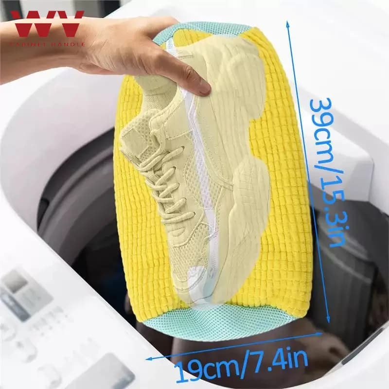WV 1/2/4 Pezzi Sacchetto per Lavaggio Scarpe in Lavatrice, Sacchetto Lavabile e Asciugabile per Scarpe con Spazzola in Fibra Morbida, Doppia Cerniera