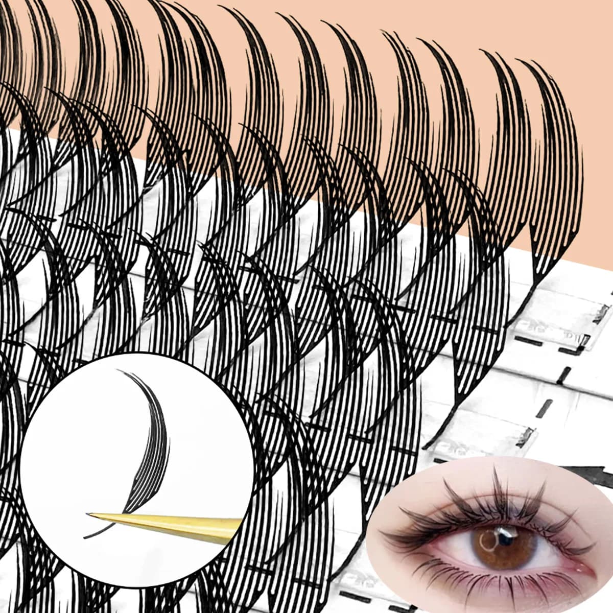 8-15mm Facile da innestare Ciglia prefabbricate a forma di piuma di cashmere 0,07 C D Curl Comic Spire Estensioni ciglia di visone premium