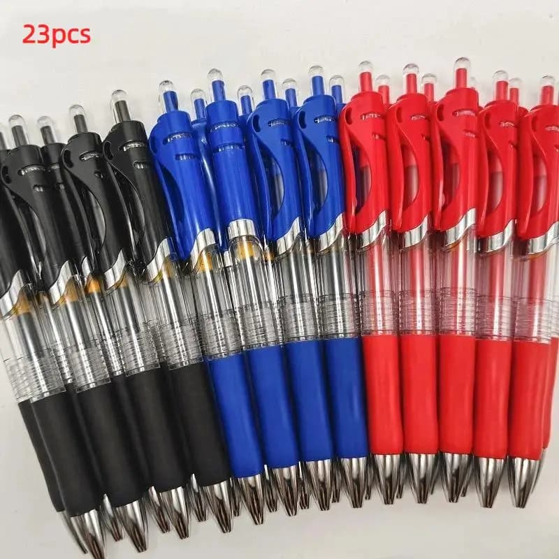 23Pcs 0.5mm Retractable Gel Ink Pens Fast Drying Replaceable Refill Stationery Kit for School Note Taking Daily Use