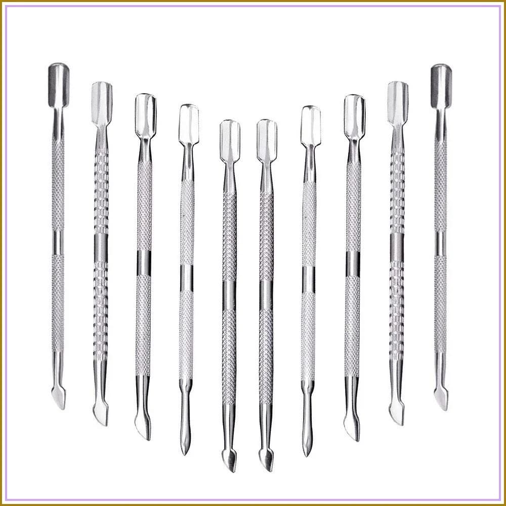 10Pcs Double Ended Cuticle Pusher Remover and Cutter, Stainless Steel Nail Gel Polish Removal Manicure Pedicure Tools for Fingernails Toenails - Professional & Durable
