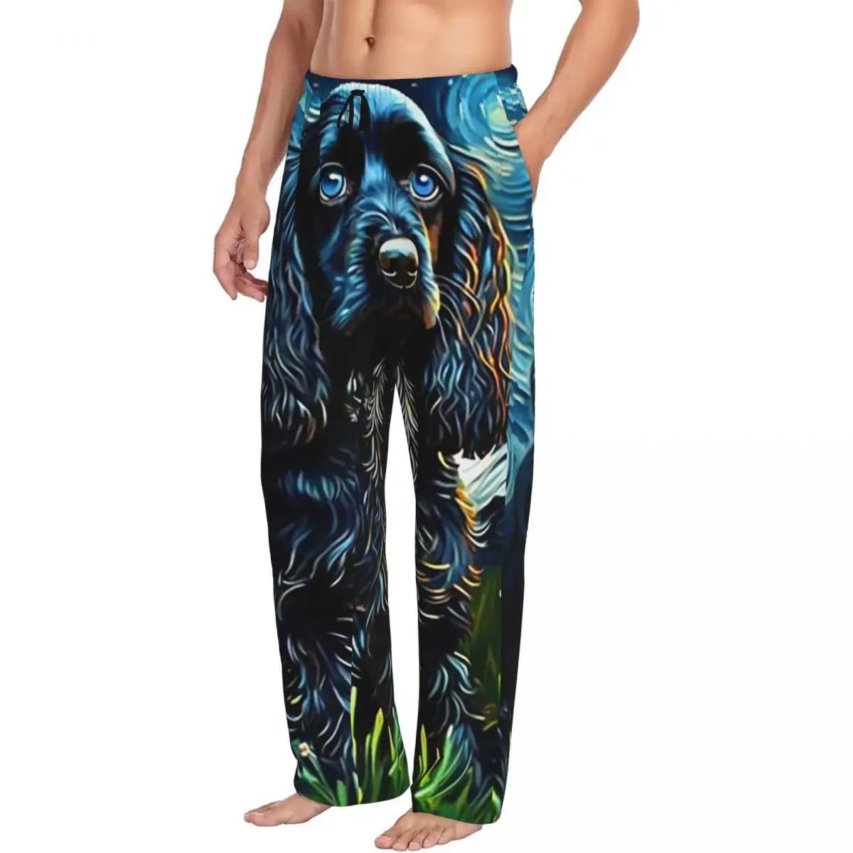 Pantaloni da pigiama da uomo personalizzati A Cocker Spaniel Puppy Starry Night Lounge Sleep Sleepwear Bottoms con tasche
