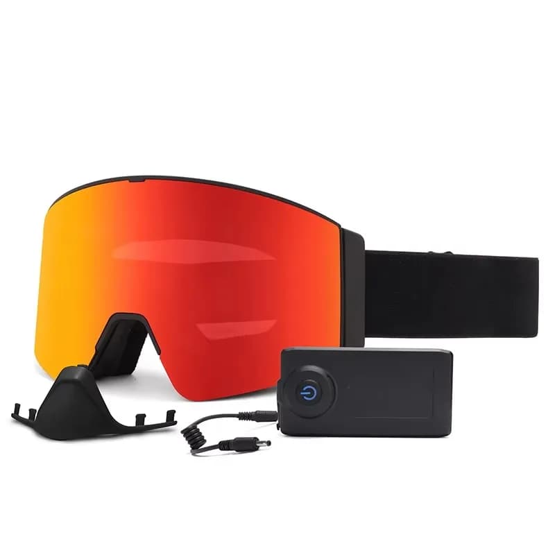 Airo Electric Heating Magnetic Double-Layer Anti-Fog Cylindrical Lens Ski Goggles Silicone Nose Protection for Men Women Outdoor