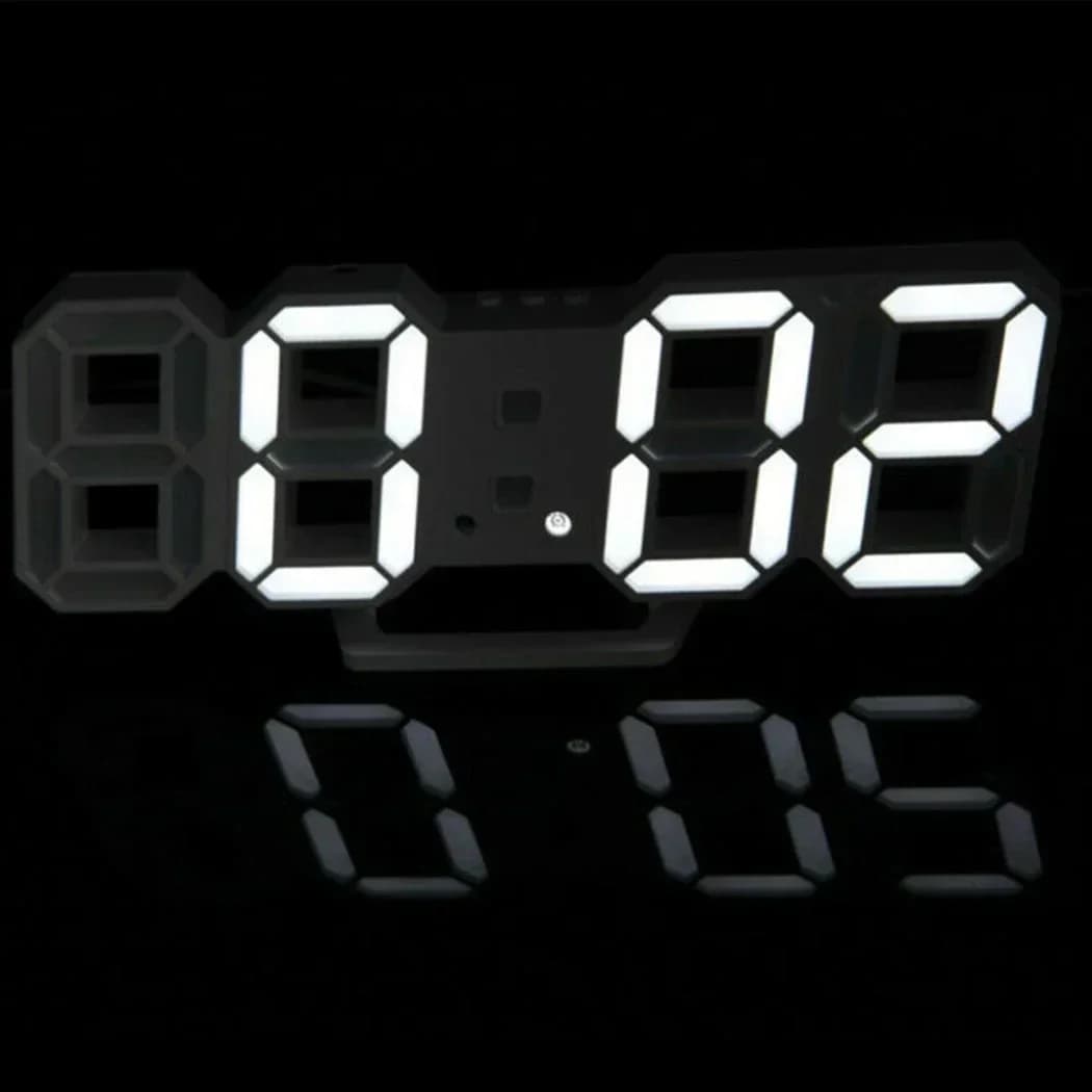 Elegant 3D LED digital watch with remote control, alarm clock, date and temperature display – Modern wall/table design