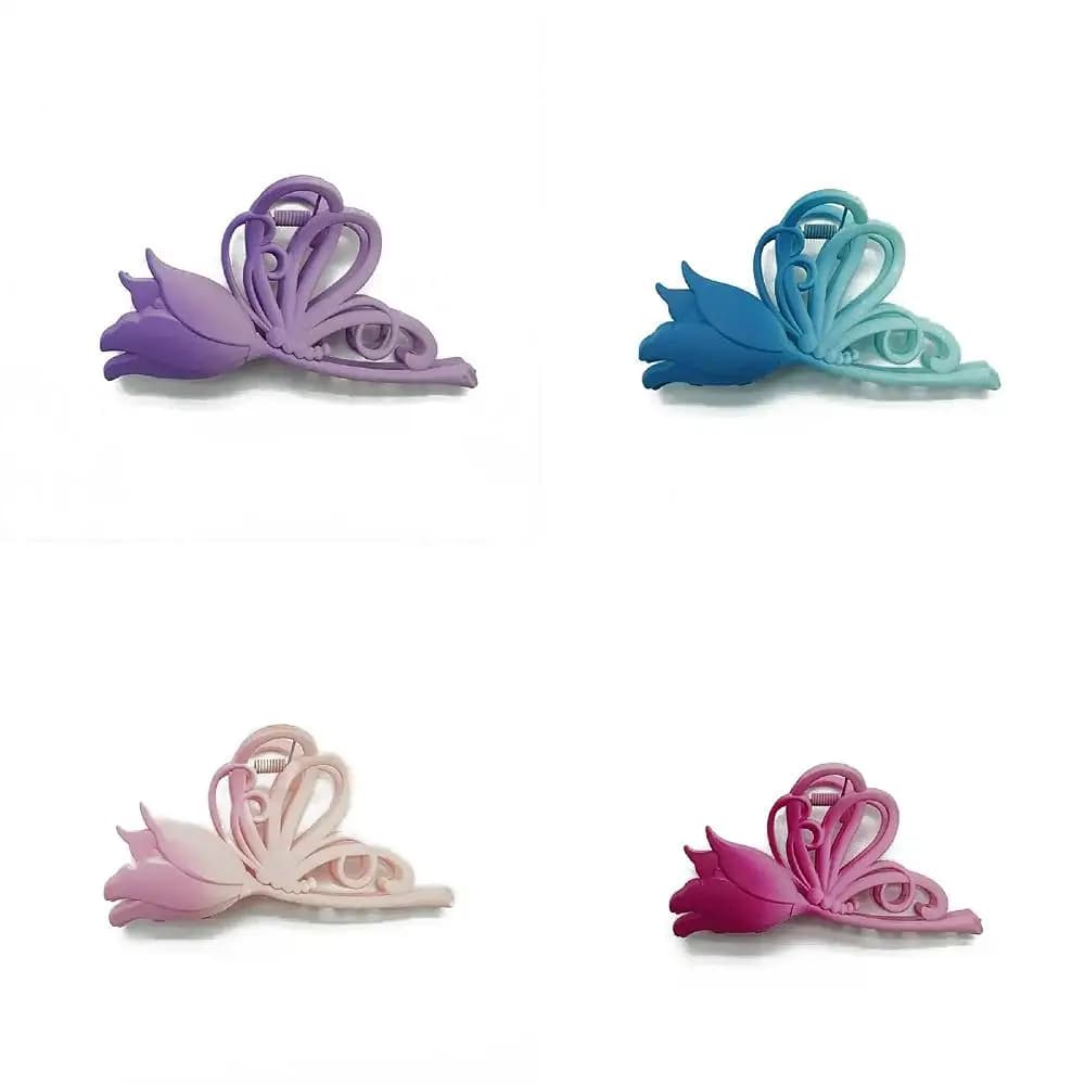 4Pcs Two Tone Plastic Claw Hair Clips Tulips Hair Accessories for Women & Girls Mixed Color 115x55mm